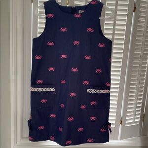 Lilly Pulitzer Navy Dress with Pink Crab Print
